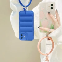 portable liquid silicone bracelet buckle bear pendant short wrist rope buckle ring with clip lanyard mobile phone lanyard keys