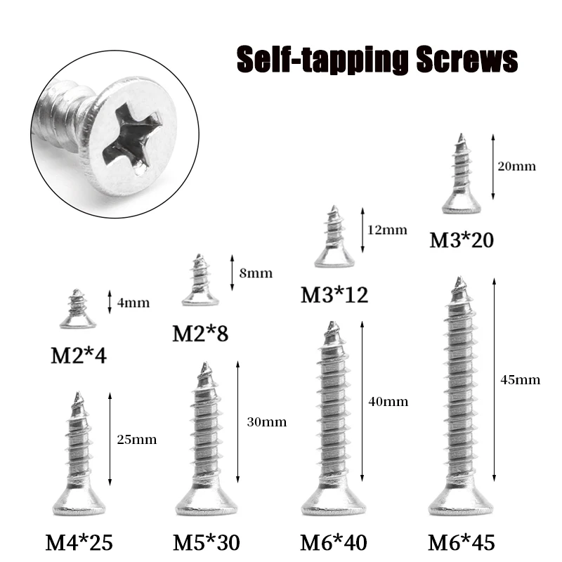 

10/30/50 шт., саморезы из нержавеющей стали M2 M2.2 M3 M3.5 M4 M4.2 M4.8 M5 M6