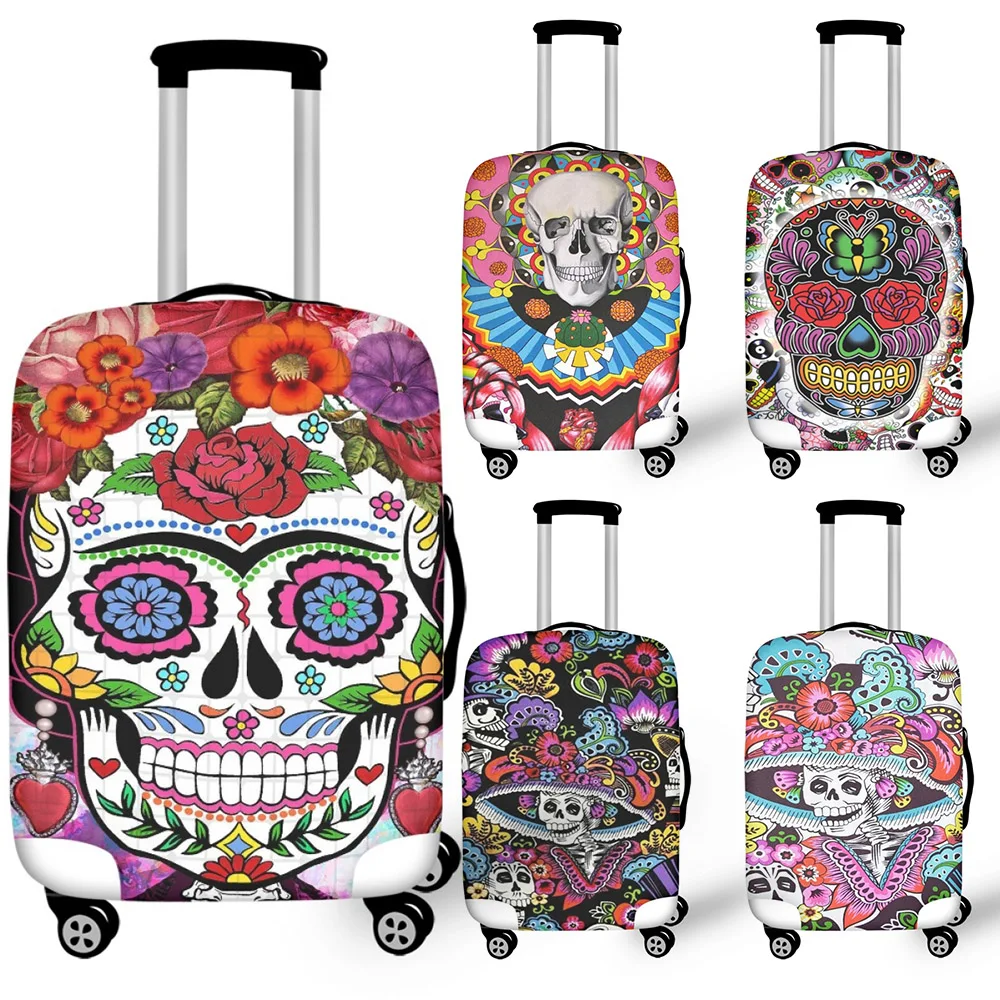 

Nopersonality Checked Suitcase Travel Accessories Multicolored Floral Sugar Skull Print Ladies Holiday Gift Trolley Luggage Case