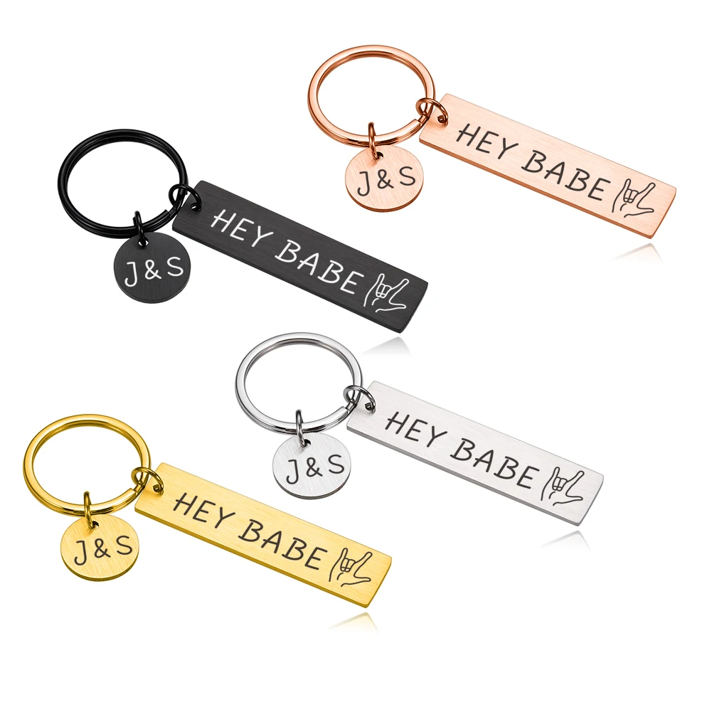 Special Gift Personalized Keychain Custom Key Chains Engraved Text Date Intials Names Customized Lover Valentines Day Gifts