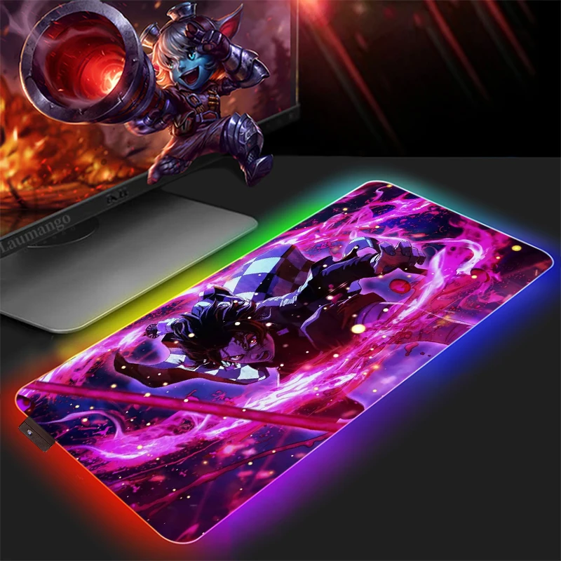 

Anime Mouse Pad Rgb Computer Mat Carpet Mausepad Mousepad Gamer Rug Gaming Accessories Mats Pc Desk Large Extended Demon Slayer