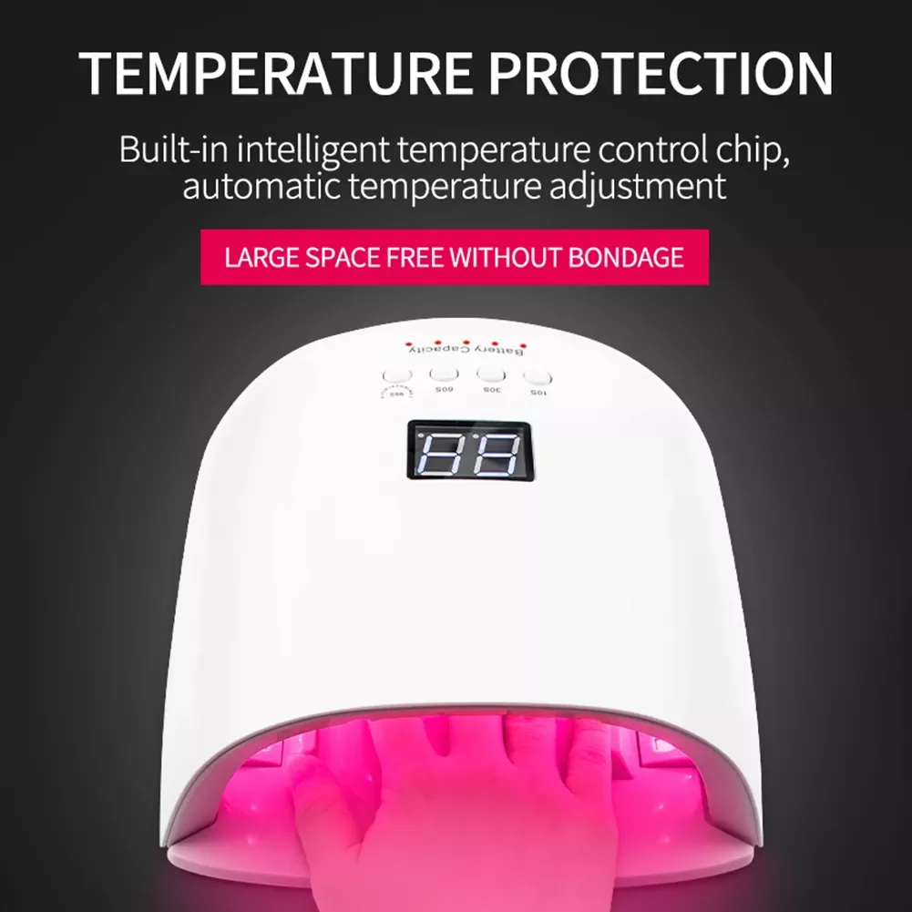 

2022NEW Wireless 86w UV LED Nail Lamp For Curing All Gel Polish Nail Dryer Sun Light Lamp Manicure Smart LCD Display Rechargeabl