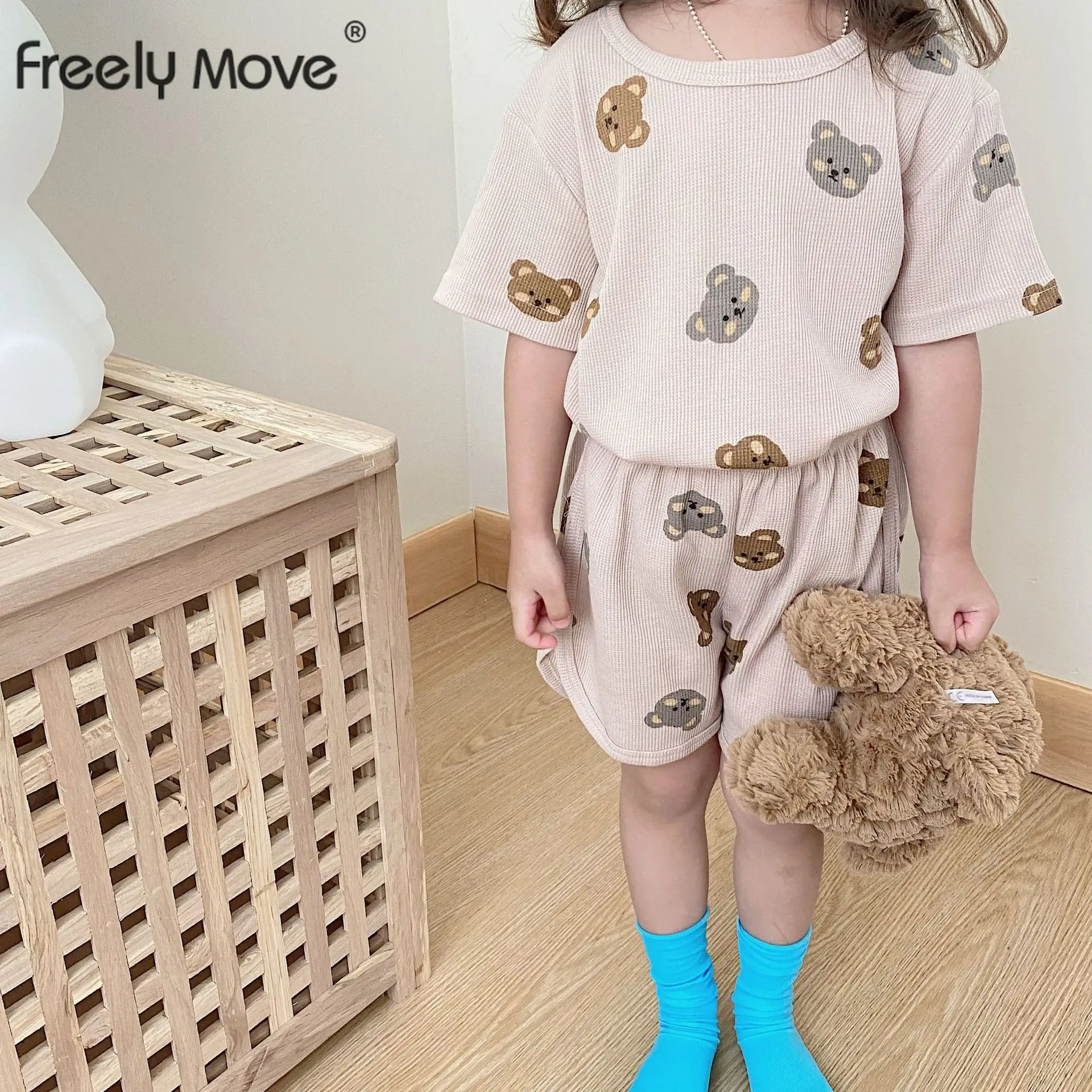 

Хлопковый летний костюм для новорожденных девочек и мальчиков, 2 шт.