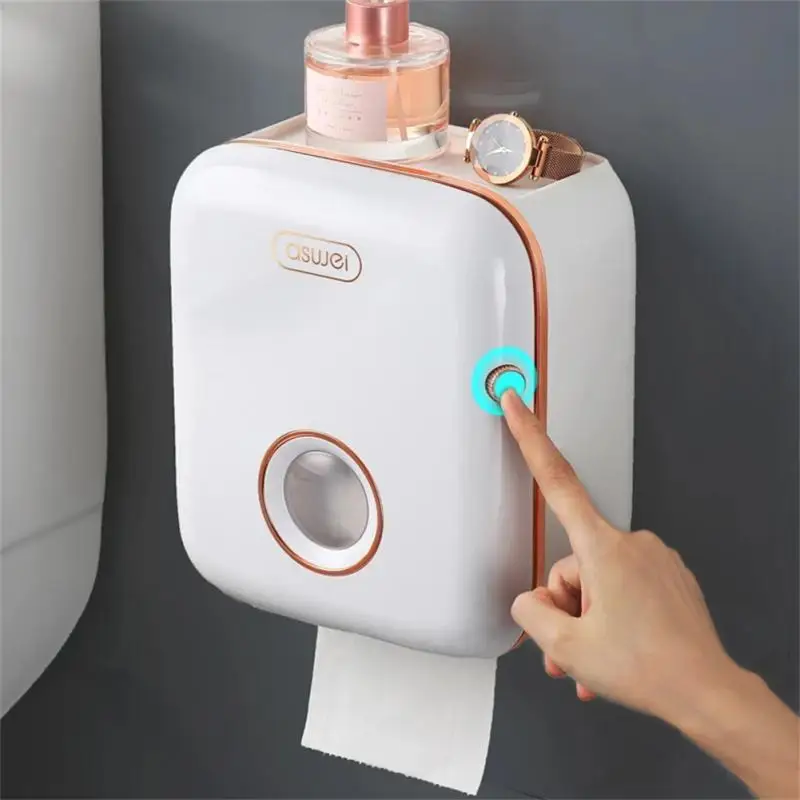 

Wall Mounted Toilet Paper Holder Double Layer Waterproof Paper Towel Dispenser Moisture-proof Toilet Roll Holder Tissue Box