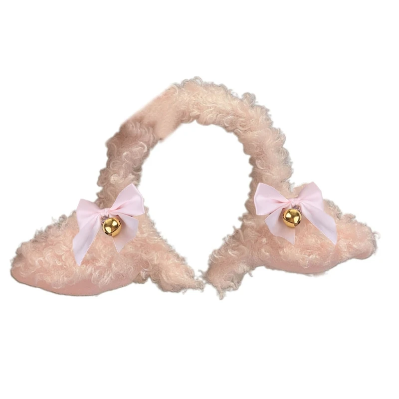 

Plush for CAT Ears Headband with Bells Lamb Ear Hair Bands Anime Cosplay Props