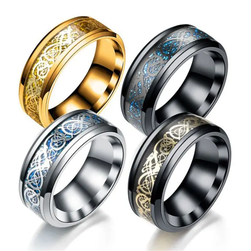 

Dragon Celtic Steel Rings Fashion Luxury Mens Ring Jewelry ring Dragon Titanium