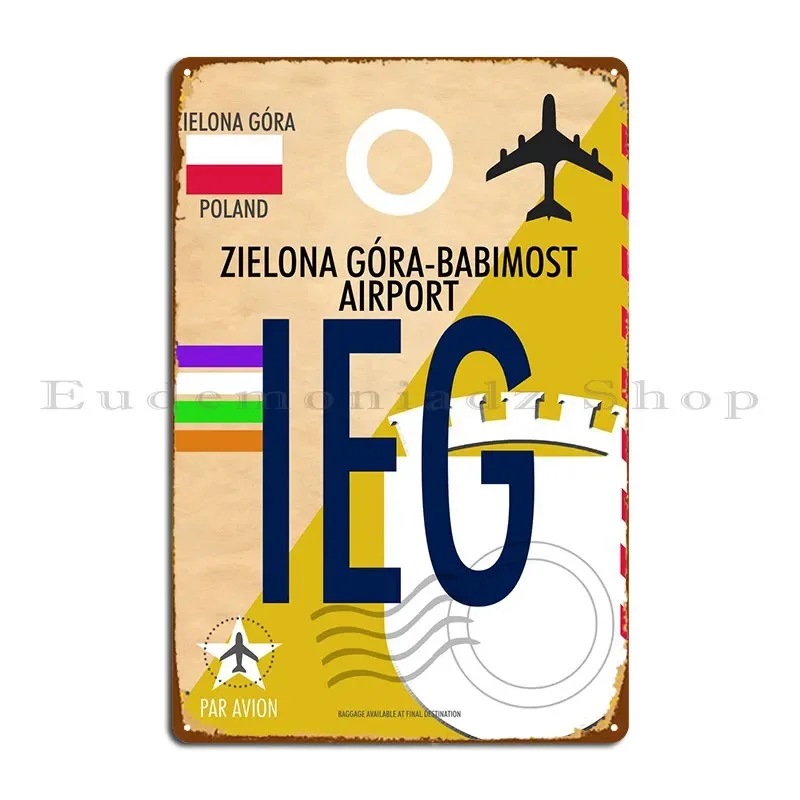 Фото Zielona Gora Airport Ieg Metal Plaque Garage Wall Decor Rusty Cinema Custom Tin Sign Poster №1