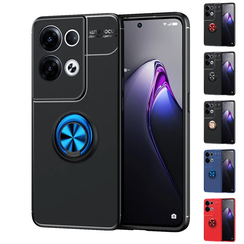For Reno 8 Pro Case Cover For OPPO Reno 8 Pro Plus Lite Capas Bumper TPU Soft Ring Magnetic Holder For Cover Reno 8 Pro Fundas