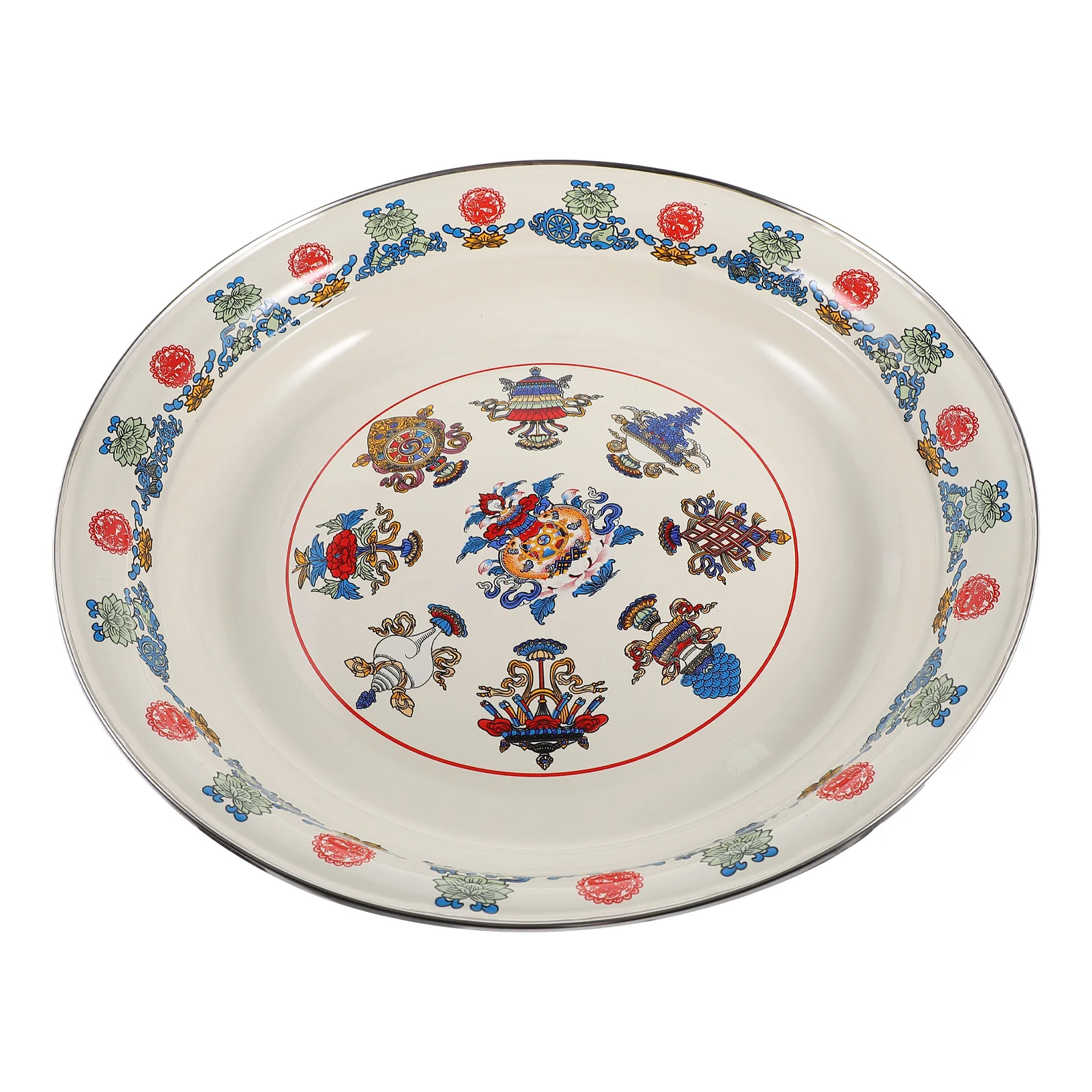 

Old-fashioned Enamel Plate Steamed Dish Plate Creative Pattern Enamel Plate for Home