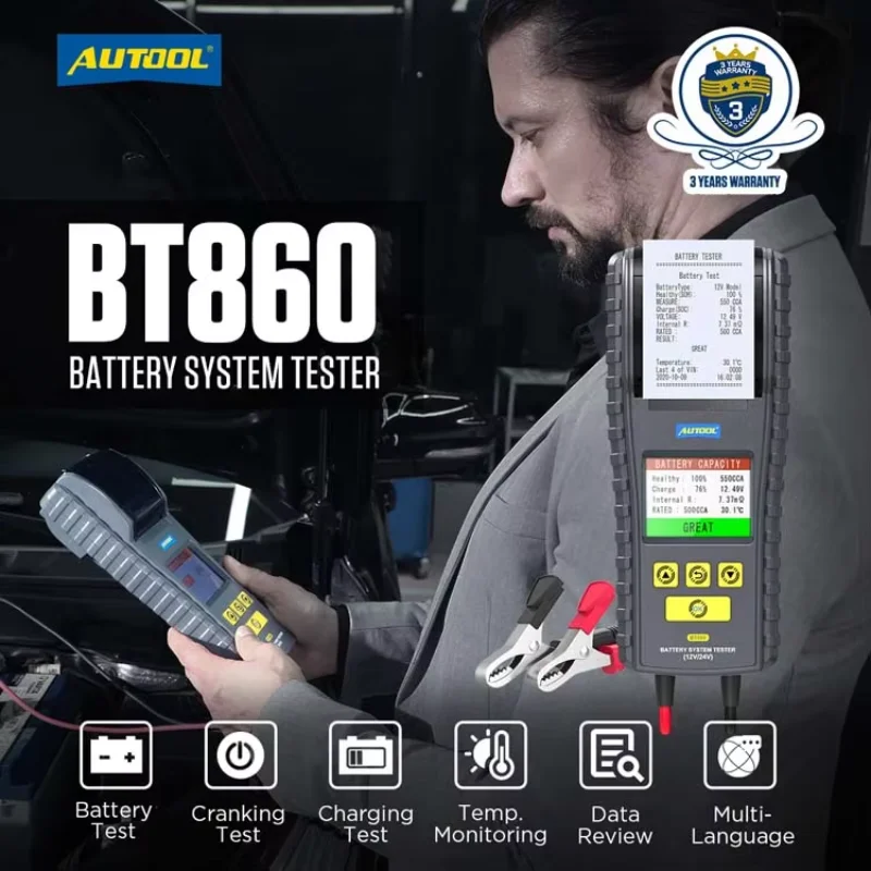 Универсальный тестер автомобильного аккумулятора BT860 тест зарядки грузовика с