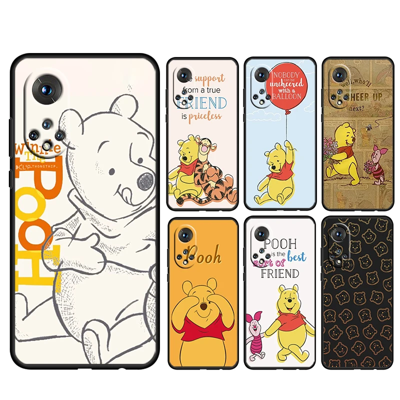 

Disney Winnie Bear Cool For Honor 80 70 60 50 X30 9C 9X 9A 8X MAX Pro Plus Lite SE Soft Silicone Black Phone Case