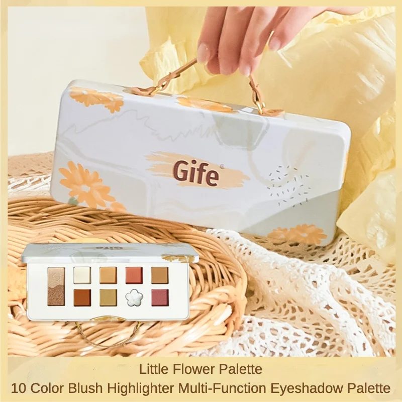 

Gife Small Basket Series Eyeshadow Little Flower Palette Pearly Matte 10-color Blush Highlighter Multifunction Eyeshadow Palette
