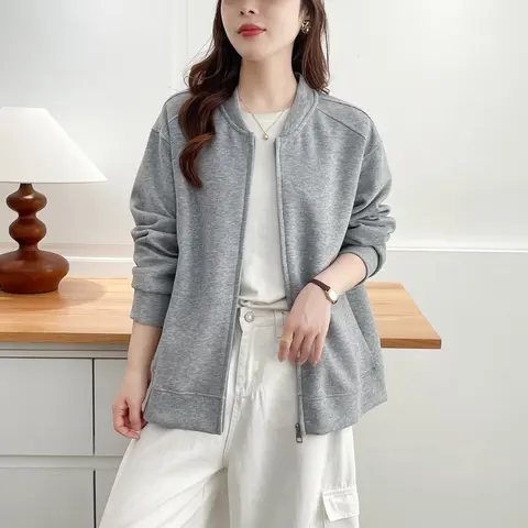 XXXXL модная женская бейсбольная куртка больших размеров, осень 2023, новое простое однотонное пальто на молнии 8228