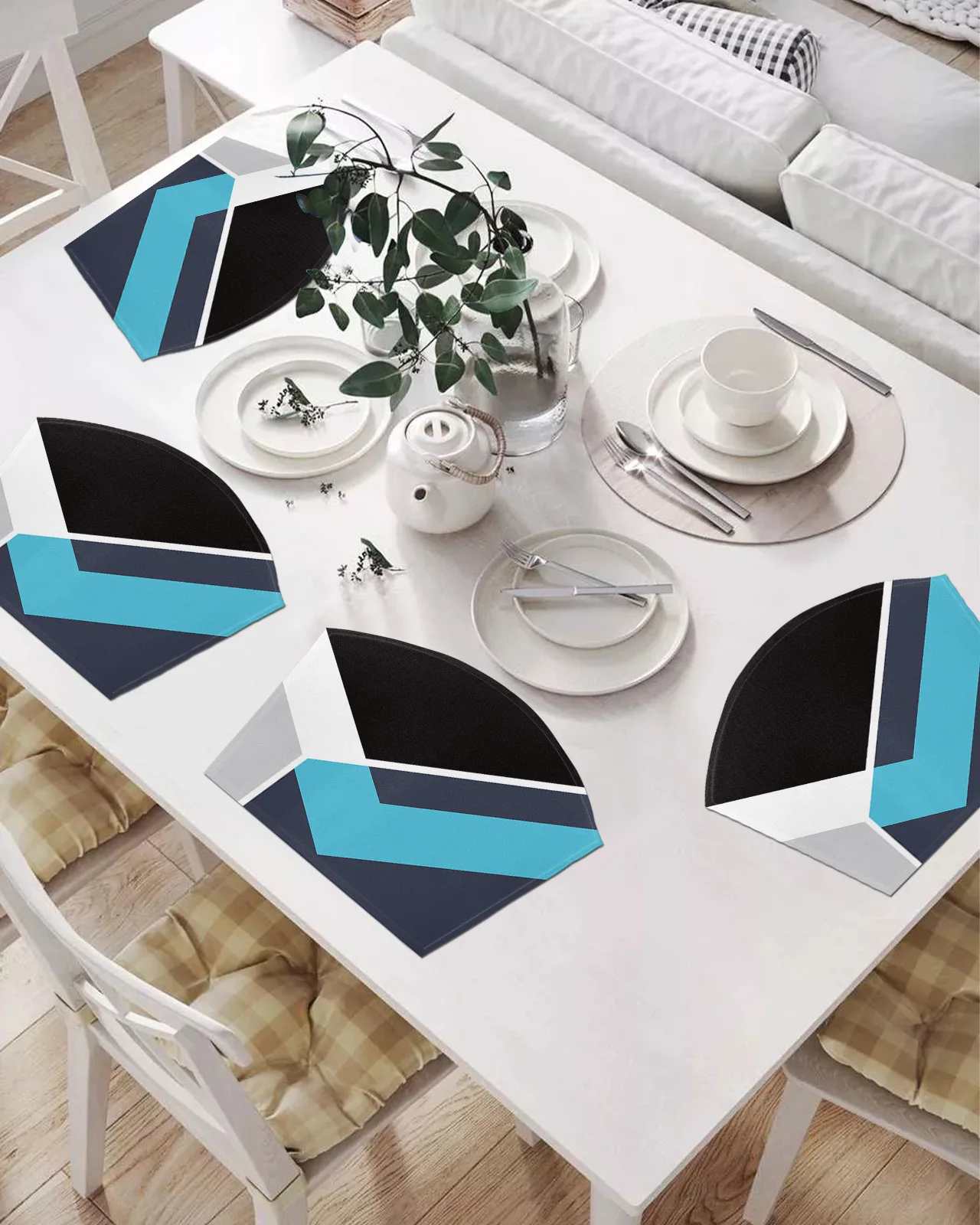 

2/4/6 шт. набор подставок в форме веера абстрактные геометрические текстурные коврики для стола подставка Рождественский домашний декор кухо...