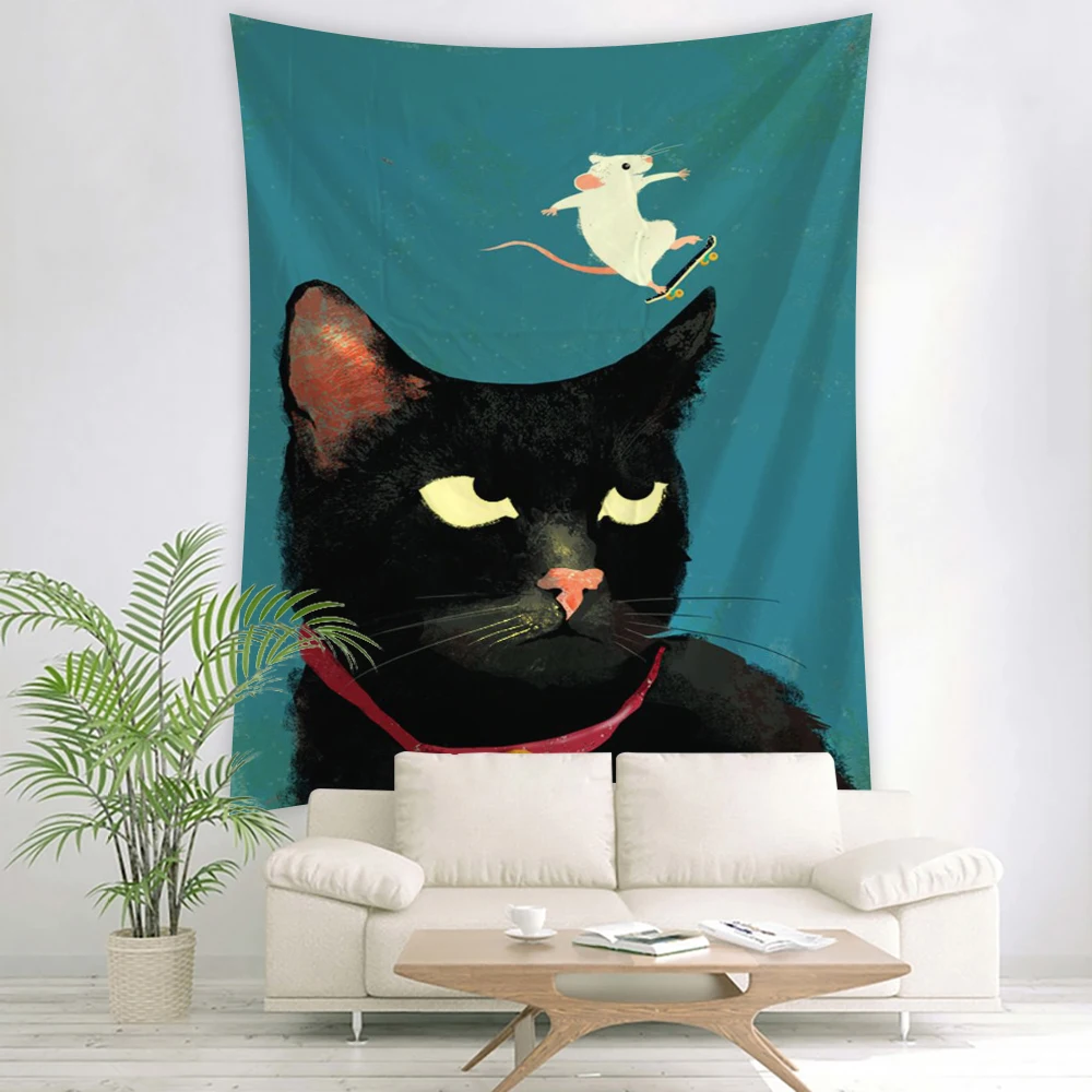 

Cat Print Tapestry Kawaii Room Decor Tapestry Wall Hanging Home Decor Psychedelic Tapestry Moda