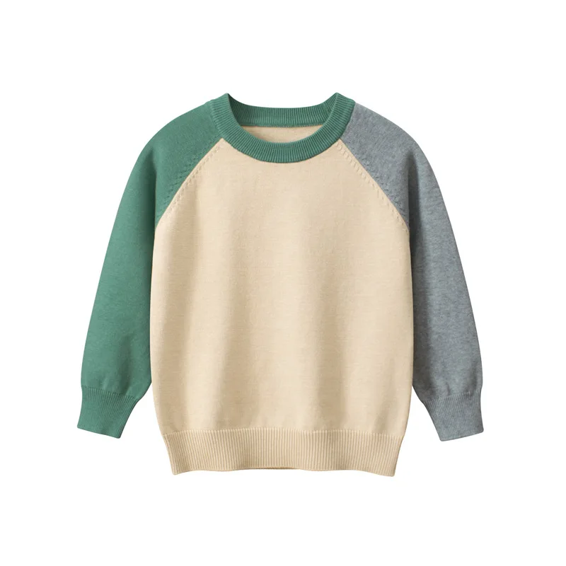

Dropshipping Long Top Autumn Knit 2023 Spring Girls Jumper Sleeve Boys Patchwork Kids Sweaters Knitwear Children's Clothes