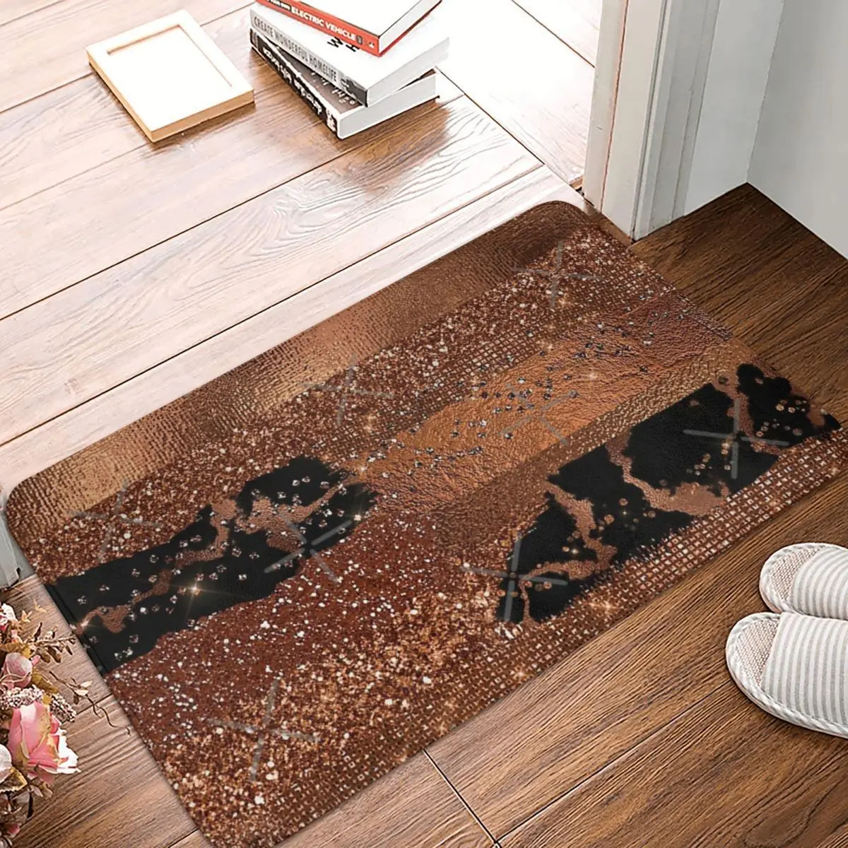 

Dark Faux Copper Glamour 60x40cm Carpet Polyester Floor Mats Cute Style Doorway Festivle Gifts