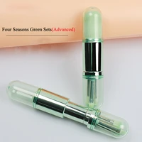 electroplating green four in one portable makeup brush retractable brush set eyeshadow blush brush upgrade makeup tool for women