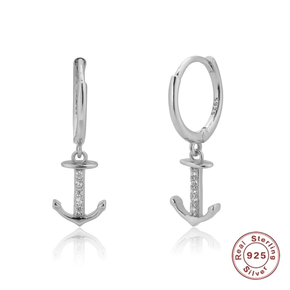 

Sterling Silver Anchor shape Simple Dangle Earrings Bohemia For Ladies Fashion Trending Party Accessories The Same Earring Gifts