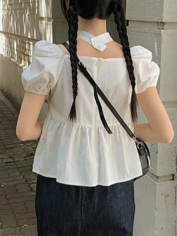 Женский шифоновый пуловер с квадратным вырезом приталенная рубашка кружевным