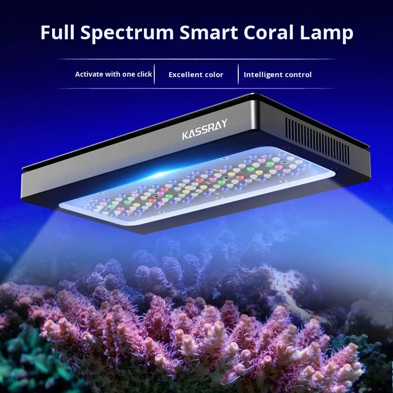 Фото KASSRAY Smart Coral Light WiFi Дистанционное управление через приложение Bluetooth 240 Вт Полный спектр светодиодный светильник для аквариума Reef Лампа для аквариума №1