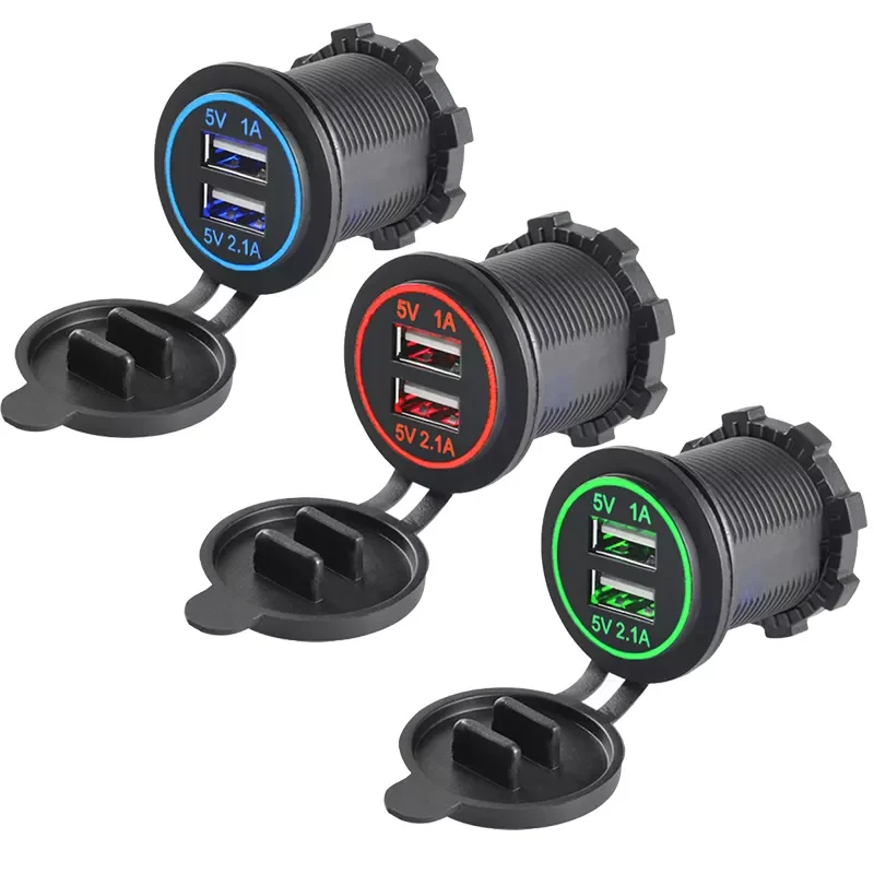 

3.1A Dual USB Outlet Charger Power Adapter Socket 12-24V Waterproof Car Cigarette Lighter Socket for Car Boat Marine