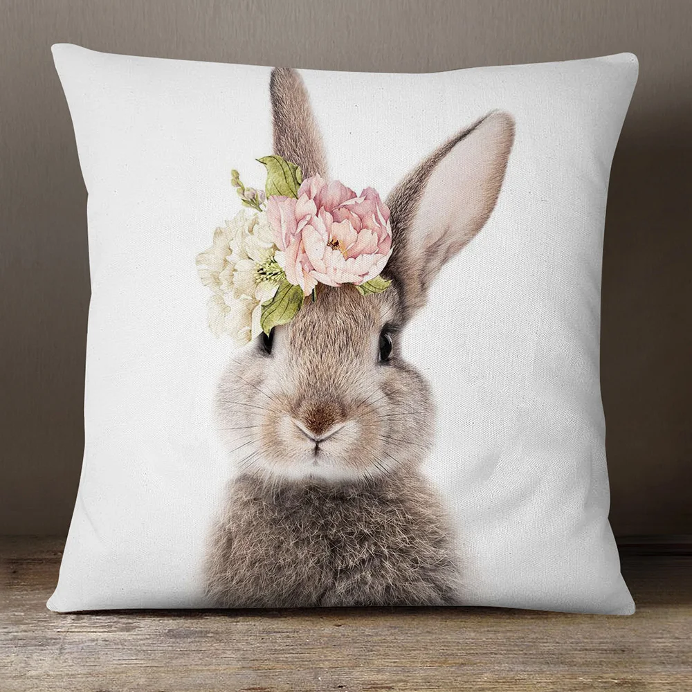 Ручная роспись животные кролик цветочный счастливая Пасха наволочки для подушки