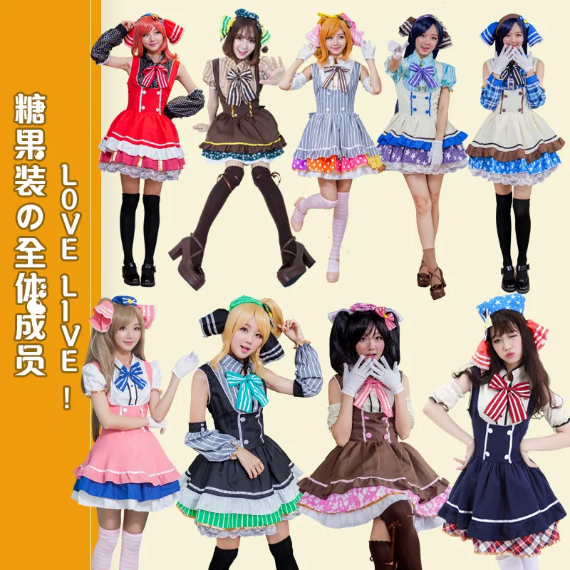 Костюм для косплея Love Live Tojo Nozomi из 9 человек Платье горничной Rin Lolita Maki Nishikino |