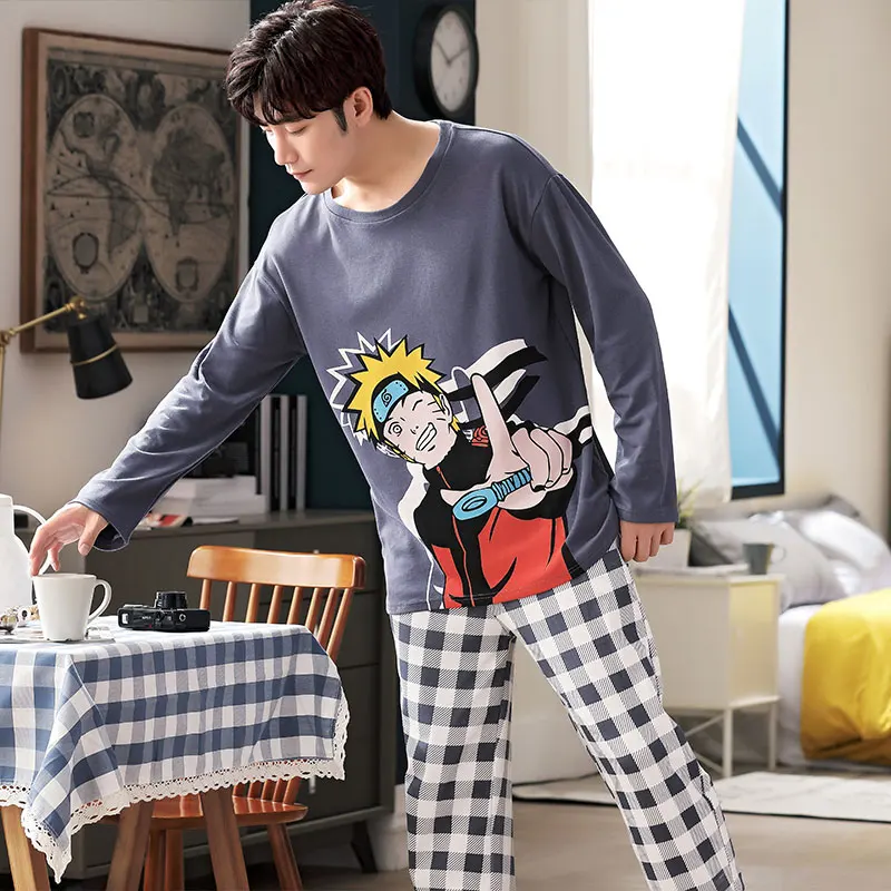 Пижамный комплект с героями мультфильмов Наруто осень-зима аниме длинным