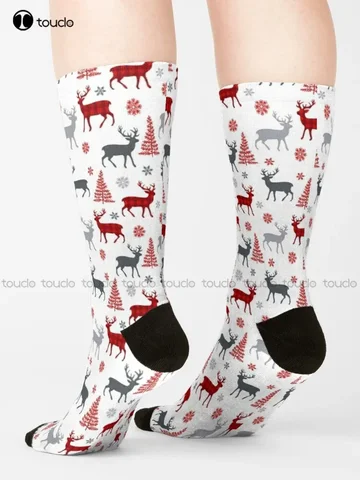 Носки с рисунком оленя, рождественские носки, черные бейсбольные носки, персонализированные носки унисекс для взрослых и подростков, молодежные носки на заказ, подарок, искусство