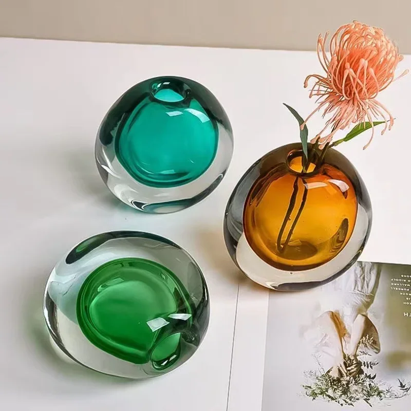 Простая стеклянная ваза с орнаментом креативные цветочные композиции для