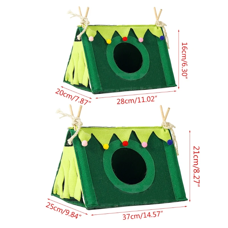 

Угловой домик для храма для хомяка, Зеленая палатка из войлочной ткани для маленьких животных, кровать для хорька для игр, для сна, 2 размера