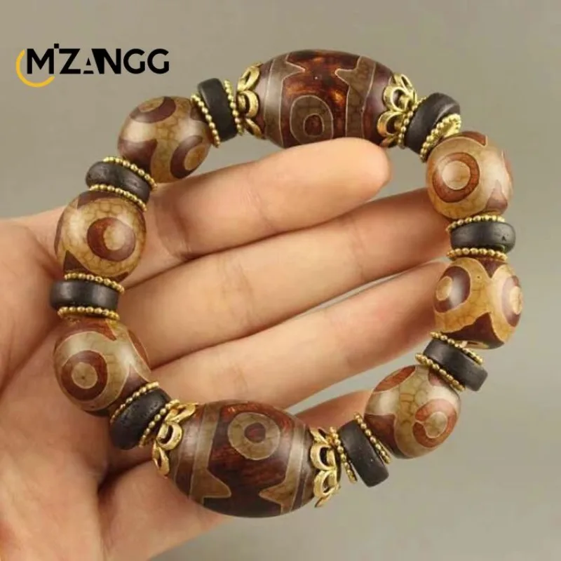 Натуральный агат три глаза небесные бусины браслет Будды резной нефритовый