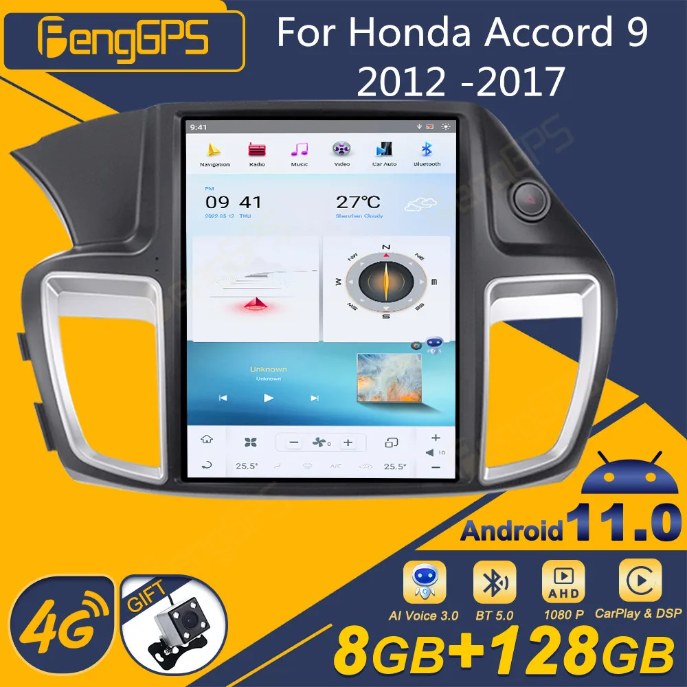 Per Honda Accord 9 2012 -2017 Autoradio Android schermo Tesla 2Din ricevitore Stereo Autoradio lettore multimediale unità principale GPS Navi