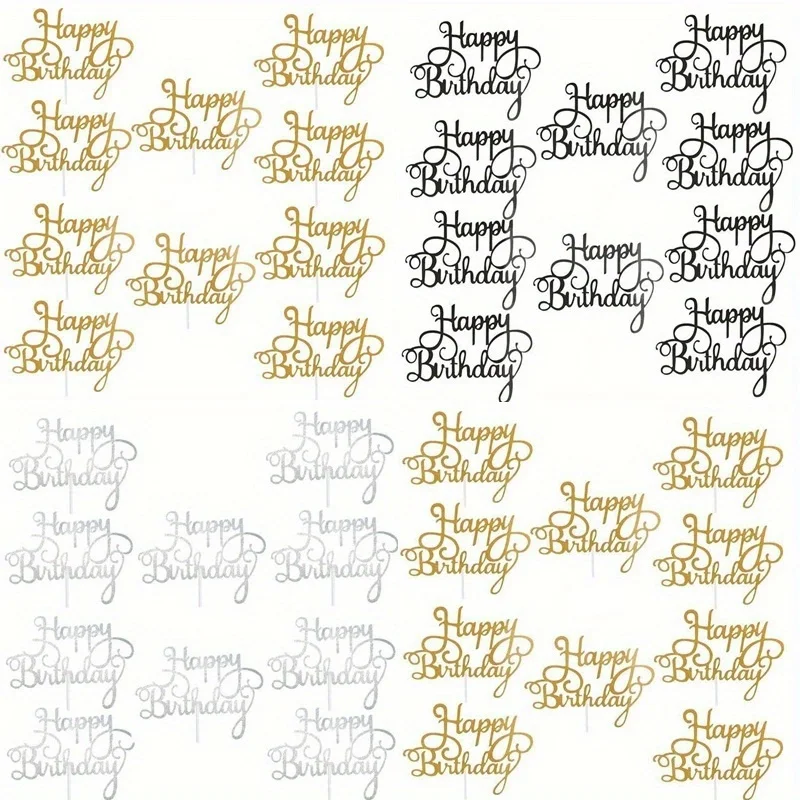 

Блестящие фигурки для торта "С днем рождения", пластик, 40 шт