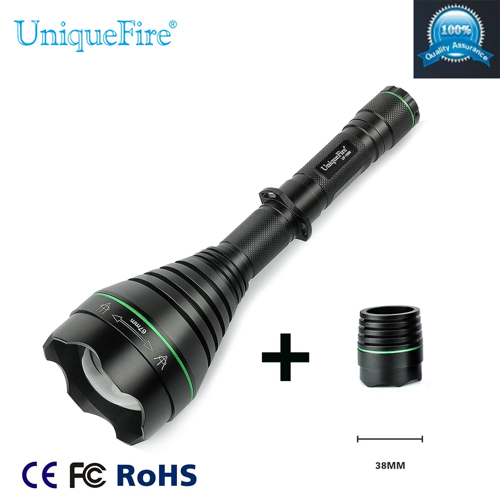 Uniquefire 1508 T67 67mm Convex Lens Infrared Flashlight IR 940NM Led Torch Zoomable +38mm Lens Head For Night Vision Hunting