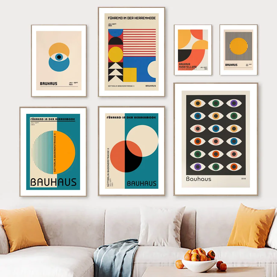 Абстрактная Геометрическая живопись Bauhaus настенная Картина на холсте