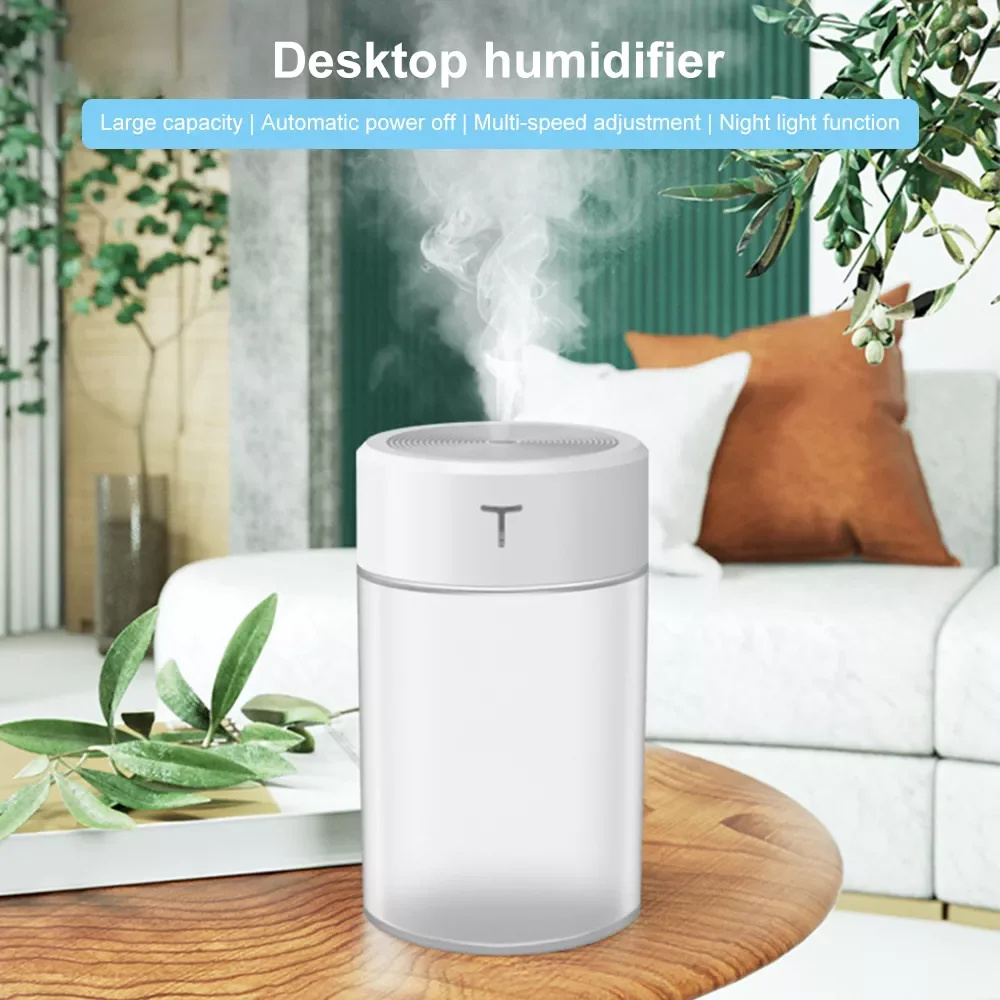 

USB Air Humidifier Large Capacity Portable Air Diffuser Purifier Atomizer for Aroma In Home Office Car with Night Light