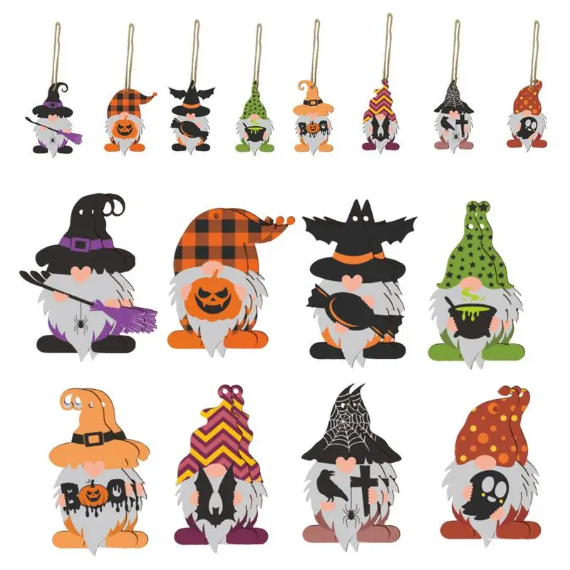 

Wooden Gnome Ornaments Faceless Doll Reusable Halloween Decor 24pcs Anti Fade Pendant Festival Decoration Unique Gnome Ornament
