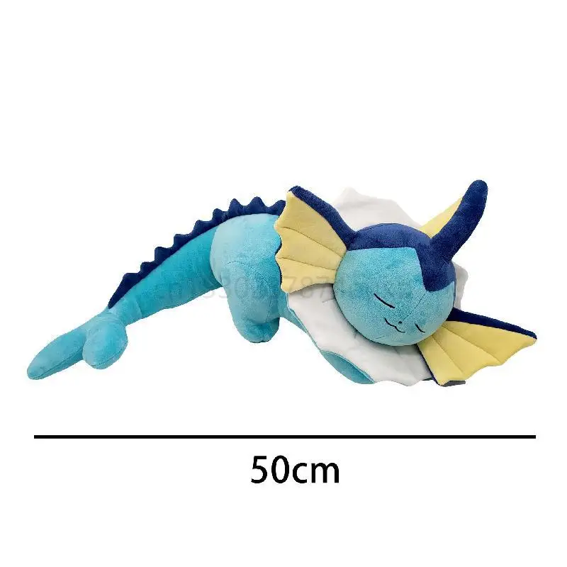 50cm Pokemon Sleeping Vaporeon Plush Doll Eevee Evolution Animal Stuffed Plushine Kawaii Children Collection Toy Birthday Gift images - 6