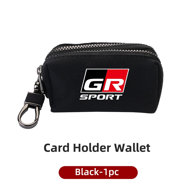 

Кошелек для монет с логотипом автомобиля, двойная молния, ключ для карт, сумка для хранения денег для Gazoo Racing Corolla Yaris Aygo GT86 Prius RAV CHR Camry Auris