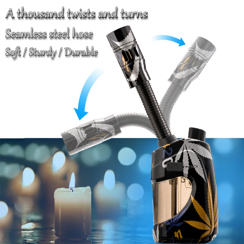 

New Jet Flame Outdoor Windproof Lighter Suitable for Kitchen Candle Gas Stove Barbecue Welding Camping Refillable Butane Gas