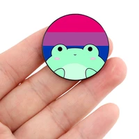 cute bi froggie pin custom cute brooches shirt lapel teacher tote bag backpacks badge cartoon gift brooches pins for women