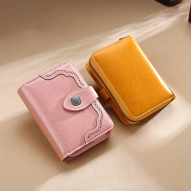 

Women's Retro Wallet Solid Color Zipper Card Holder Korean Simple Large-capacity Short Cute Coin Purse Portable Mini Wallet