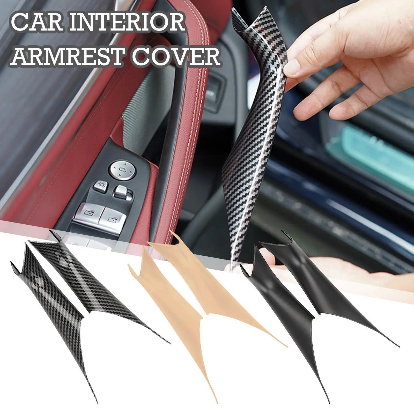 

Ручка для межкомнатной двери из АБС-пластика для BMW 3 Series F30 F31 M3 F35, Черная защитная ручка из углеродного волокна P2P9