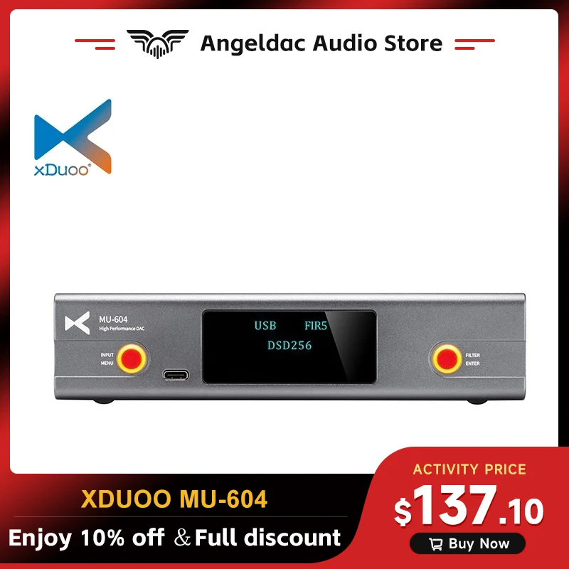 

XDUOO MU-604 MU604 DSD64-256 Decoder Two USB System DAC Dual ES9018K2M Chip Support AUX XLR Balanced Output Headphone AMP Player