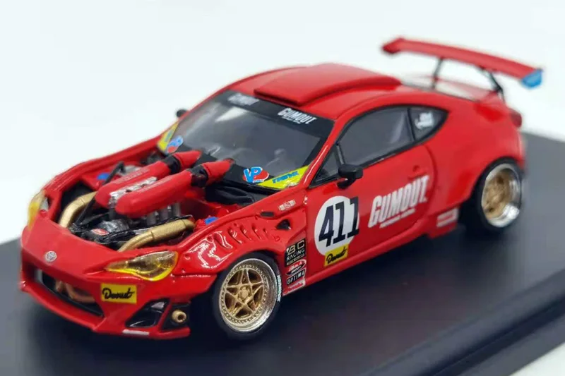 

Модель спортивного автомобиля HKM из сплава 1:64 на колесах, модифицированная модель 86 GT86 4586GT 458 SEMA, подходит для коллекционных украшений Toyota