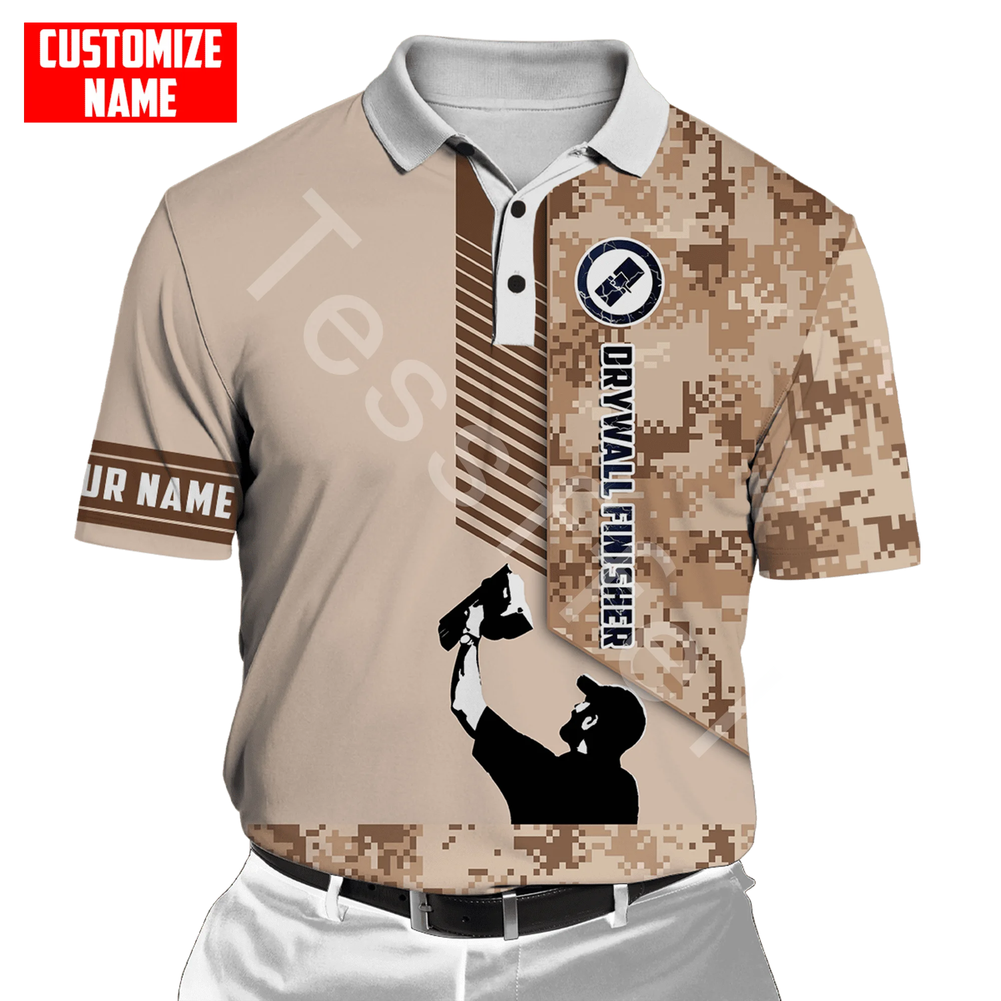 Мужская летняя футболка-поло с коротким рукавом и 3D-принтом |