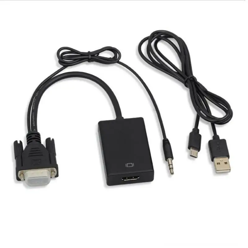 

VGA To -compatible Adapter With 3.5mm Audio Cable Male To Female Adapter Fit For HDTV Or Monitors Computer Accessories