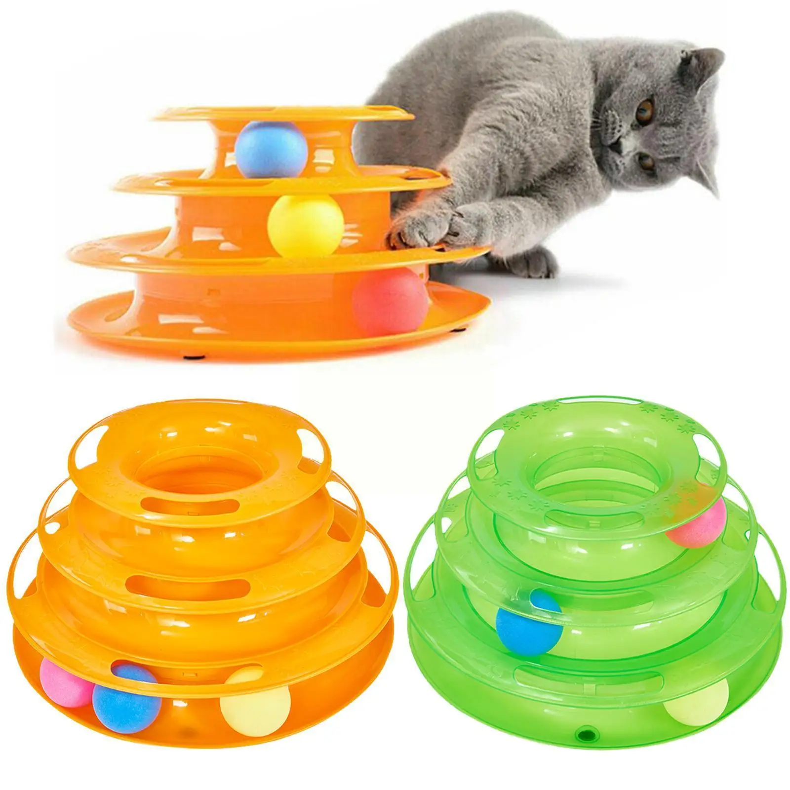 

Interactive Tower Toy Turntable Roller Balls Toys For S Kitten Teaser Puzzle Track Toy Pets Ball Training Suppli Y6q4